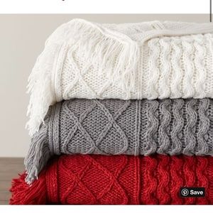 Pottery barn red cable throw and stocking